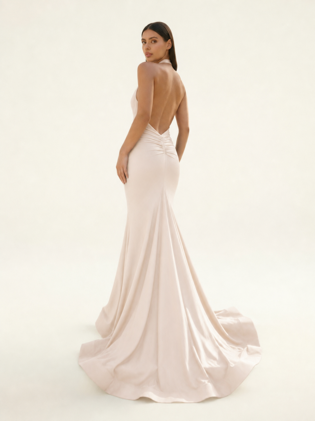 Halter Backless Mermaid Evening Gown