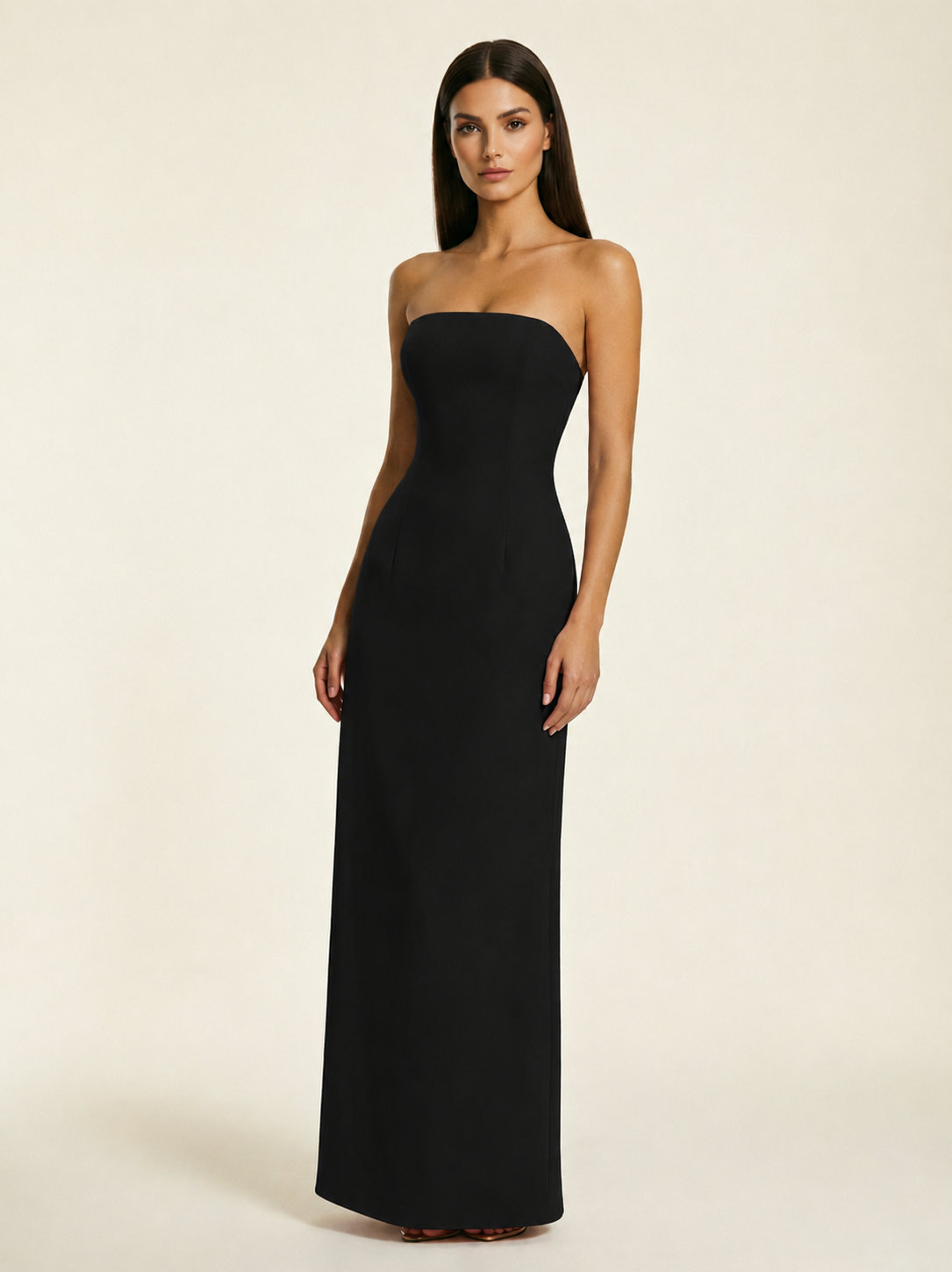 Strapless Lace-Up Back Floor-Length Formal Dress