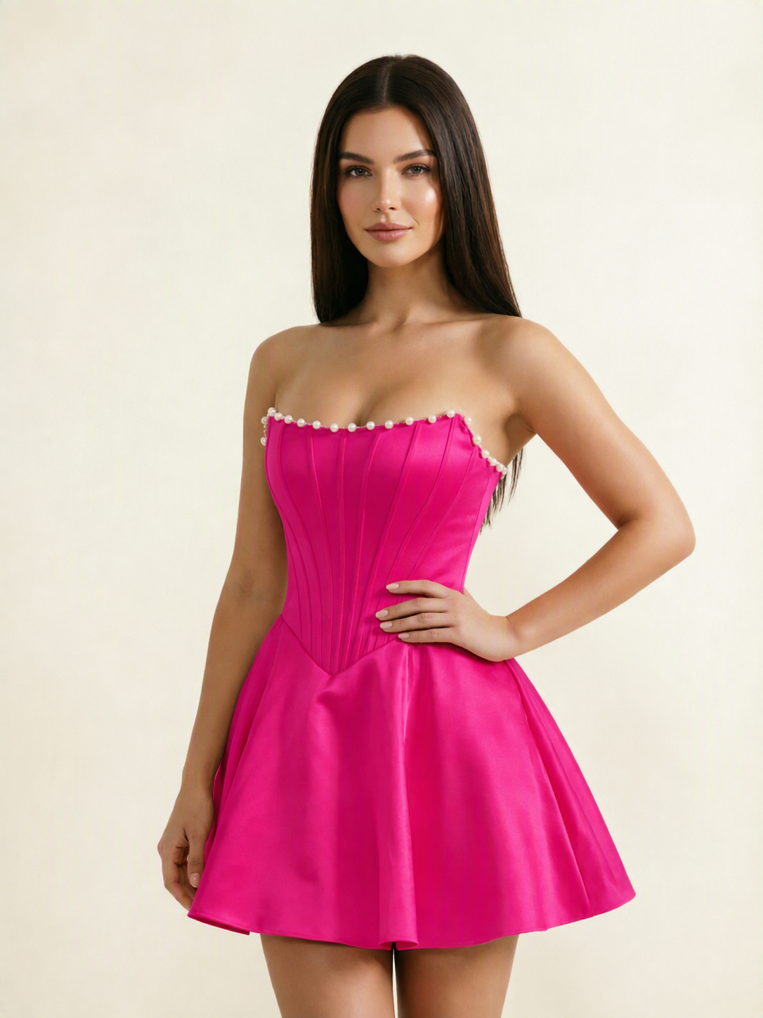 Strapless Corset Satin Short Homecoming Dress