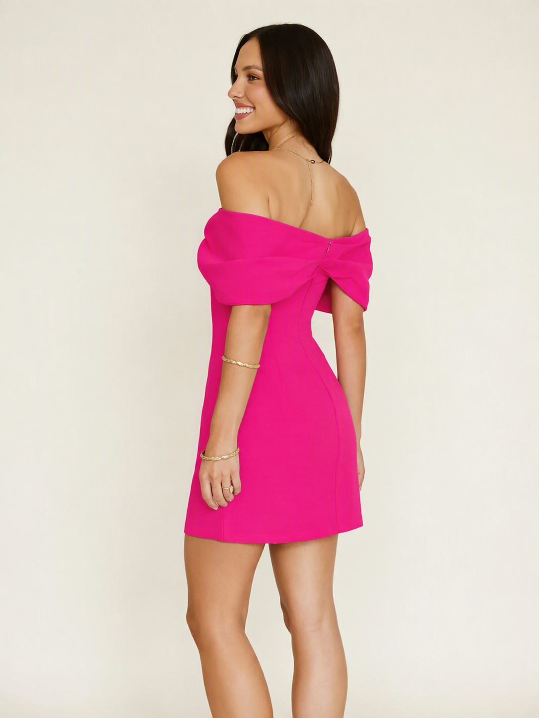 Off Shoulder Bow Bodycon Mini Cocktail Dress