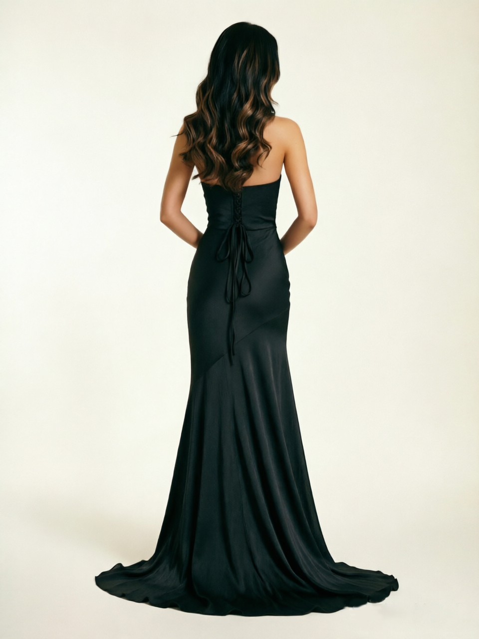Neckline deep V sequined floor-length evening dress