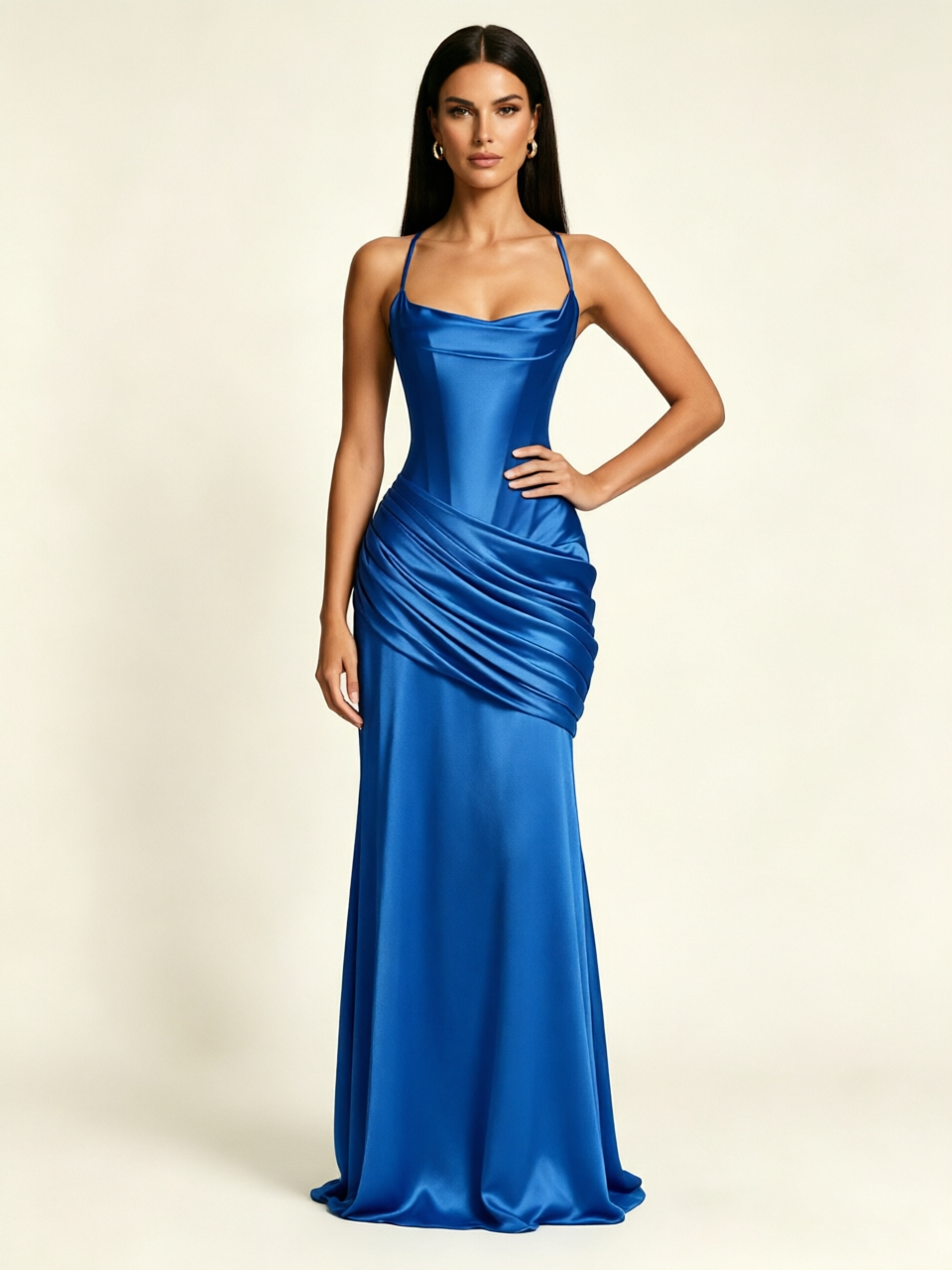 Corset Lace-up Back Draped Mermaid Formal Dress