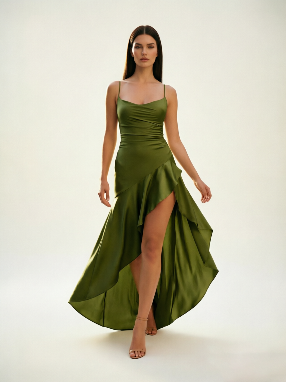 Lace-edged high-waisted strapless backless dress with pleated hem