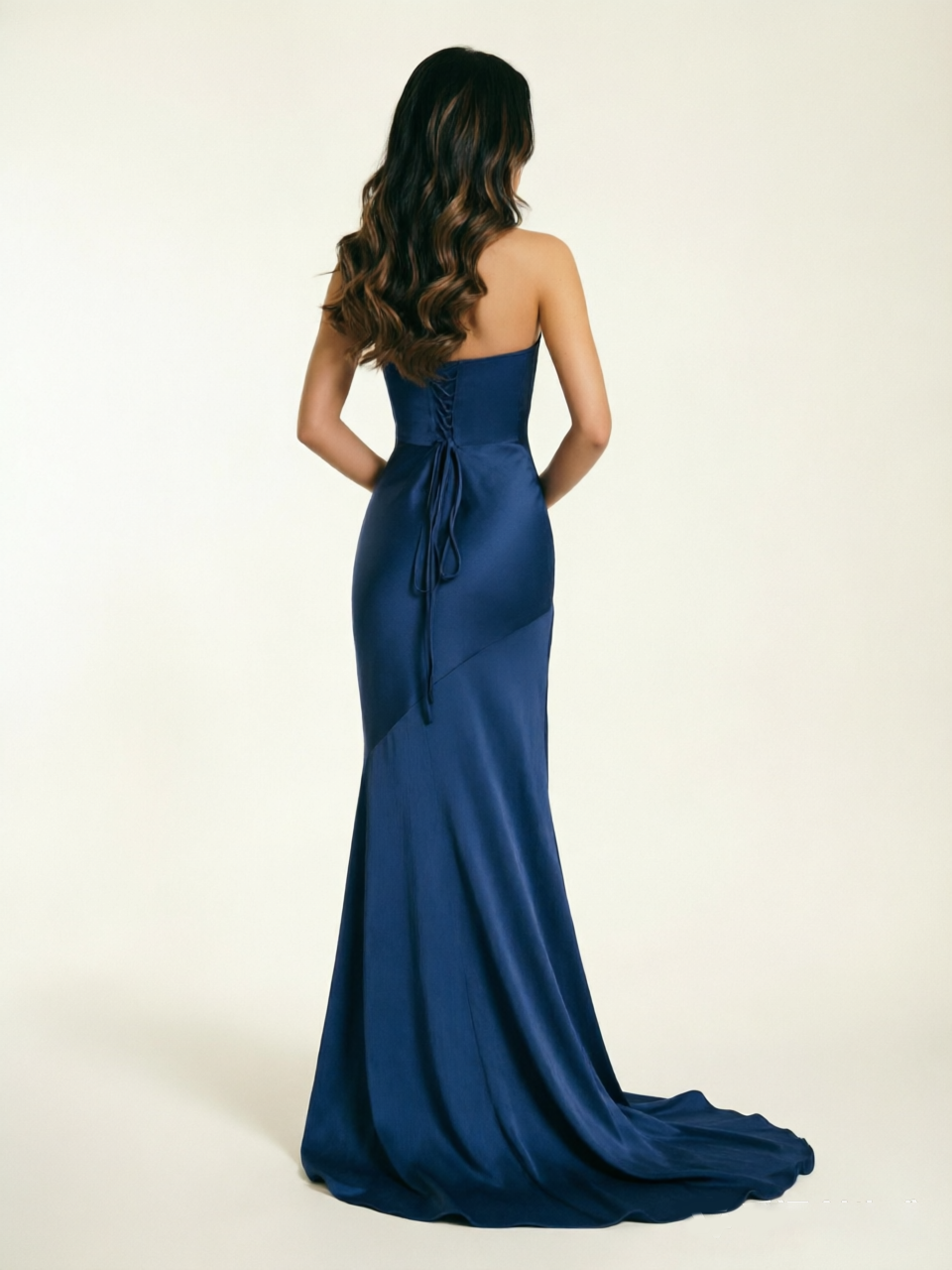 Neckline deep V sequined floor-length evening dress