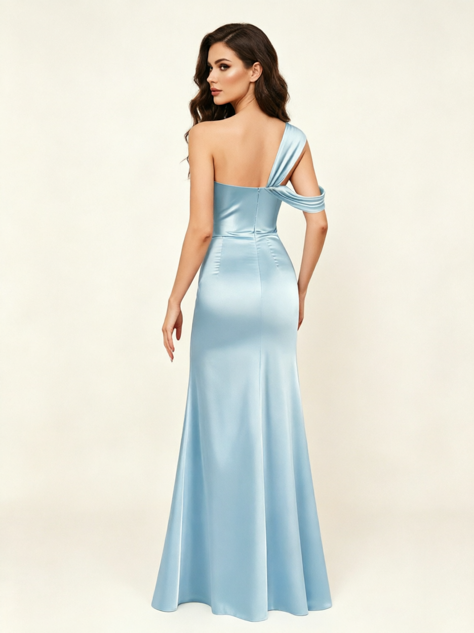 Satin One Shoulder Mermaid Bridesmaid Dress