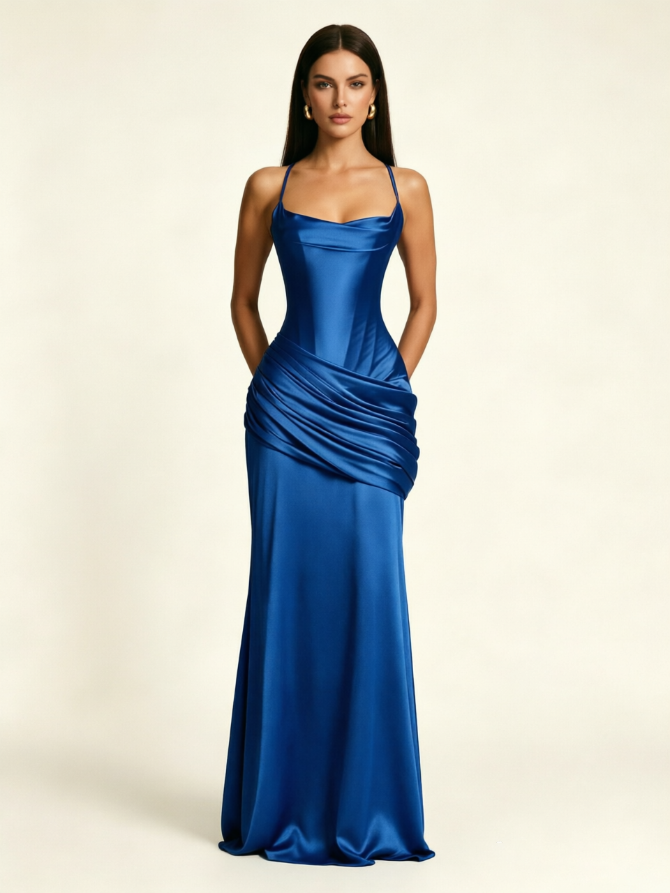 Corset Lace-up Back Draped Mermaid Formal Dress