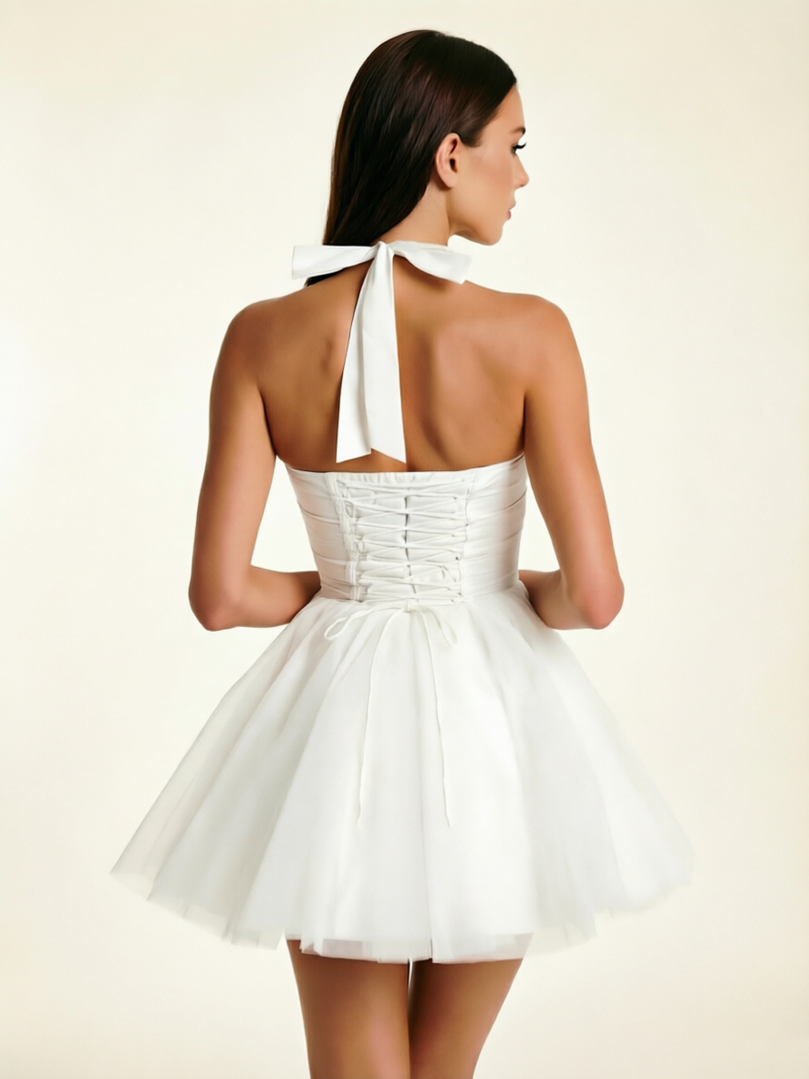 Halter Corset Tulle Mini Dress