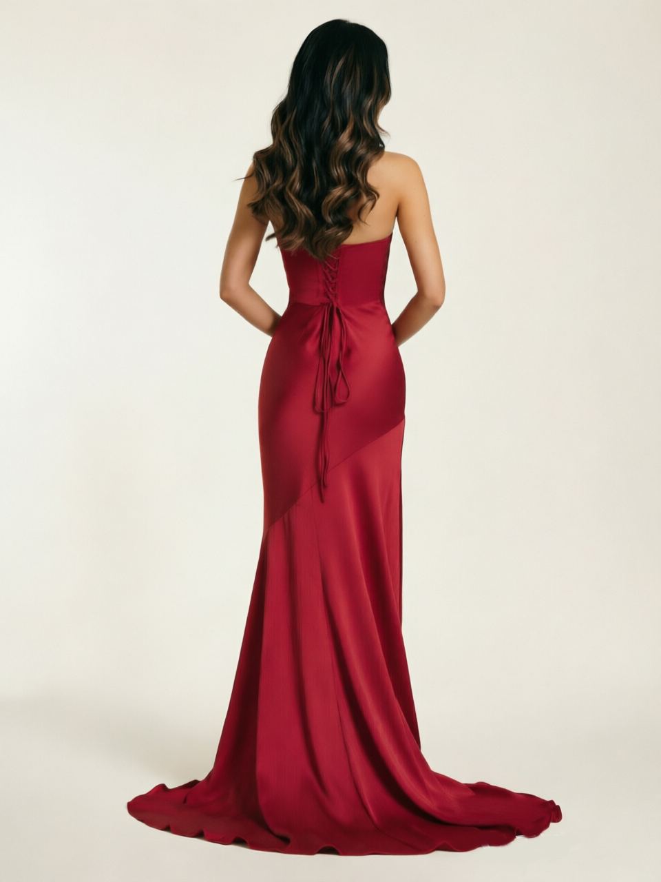 Neckline deep V sequined floor-length evening dress