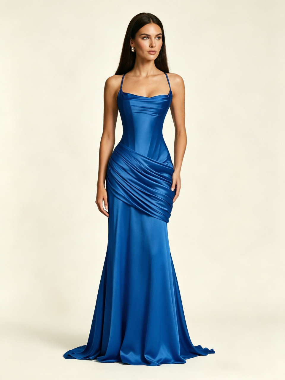 Corset Lace-up Back Draped Mermaid Formal Dress