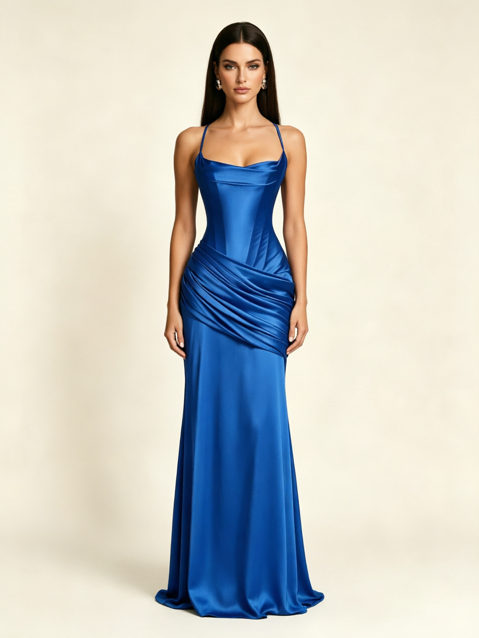 Corset Lace-up Back Draped Mermaid Formal Dress