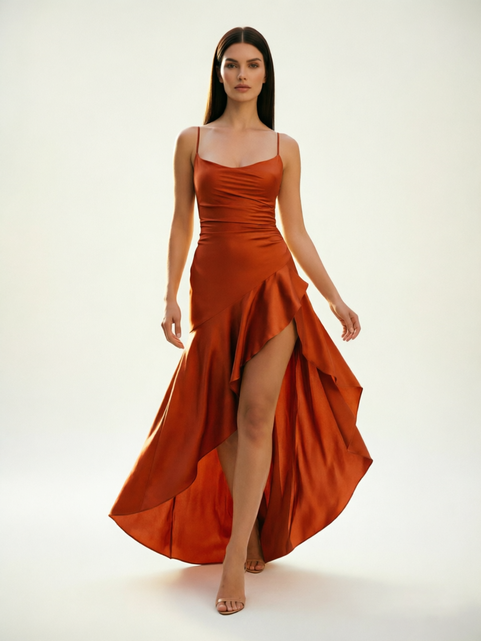 Lace-edged high-waisted strapless backless dress with pleated hem