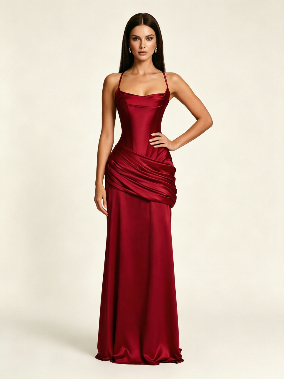 Corset Lace-up Back Draped Mermaid Formal Dress