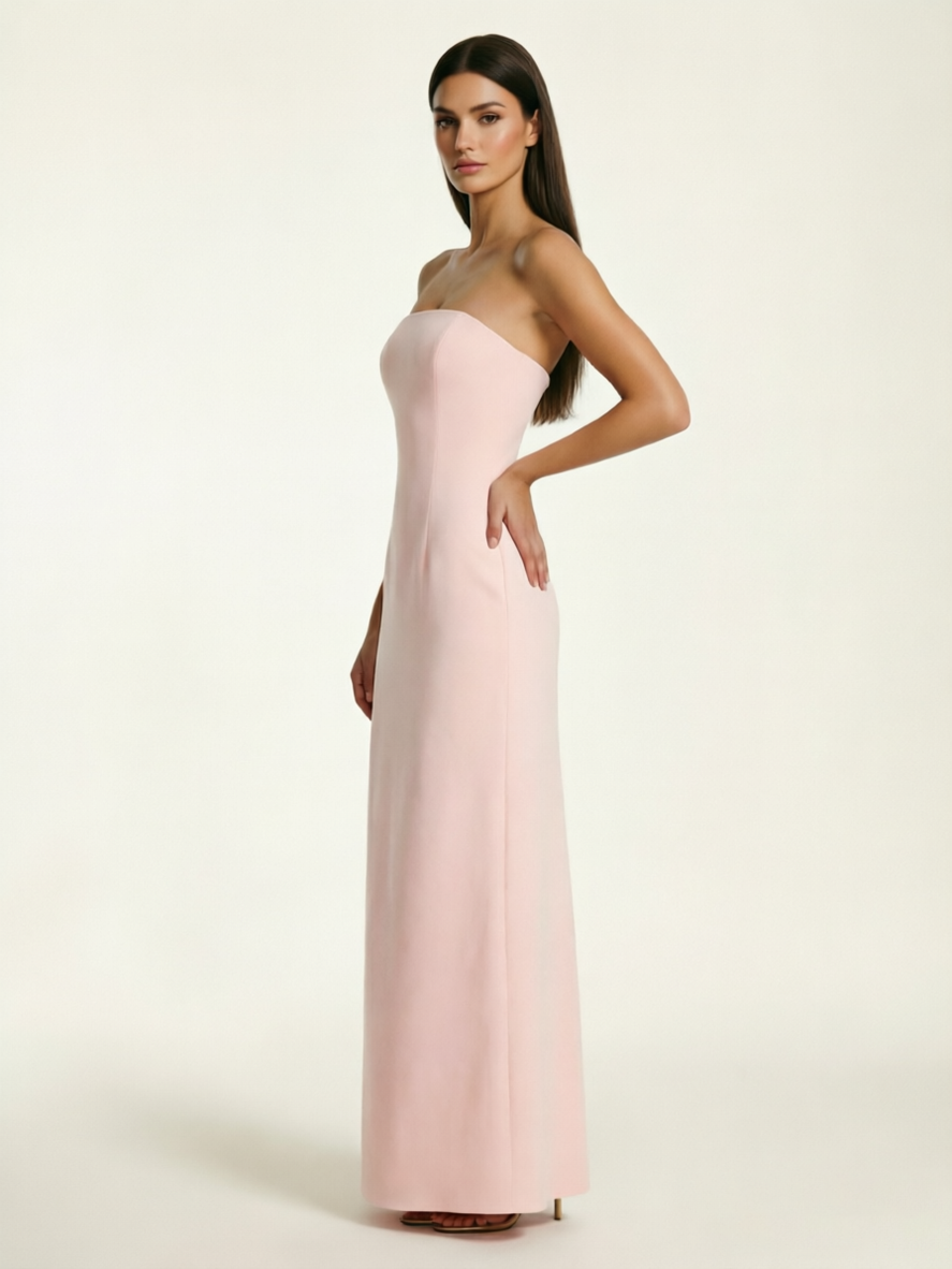 Strapless Lace-Up Back Floor-Length Formal Dress