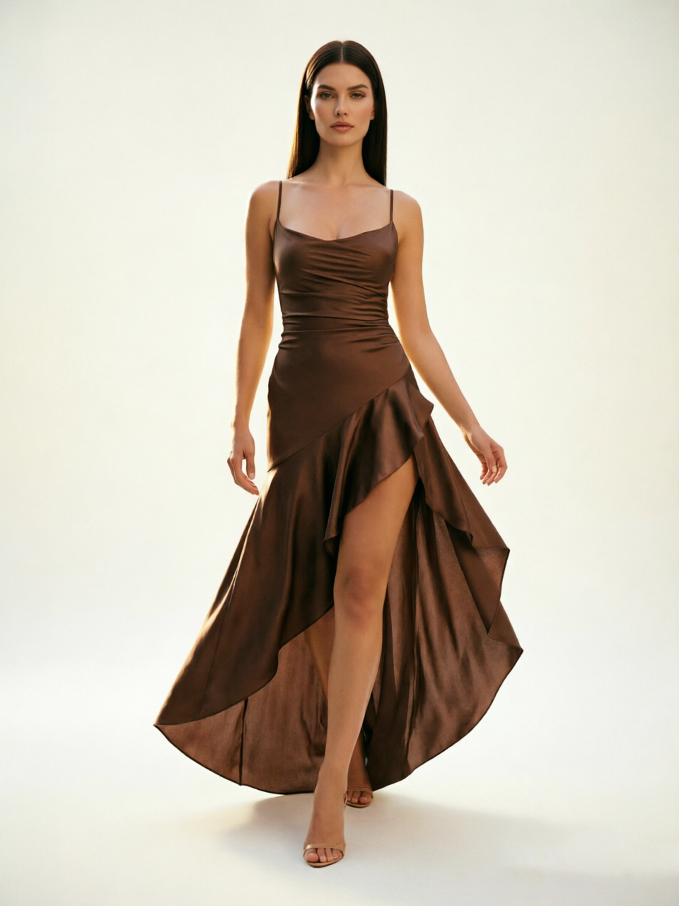 Lace-edged high-waisted strapless backless dress with pleated hem