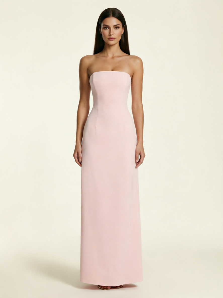 Strapless Lace-Up Back Floor-Length Formal Dress