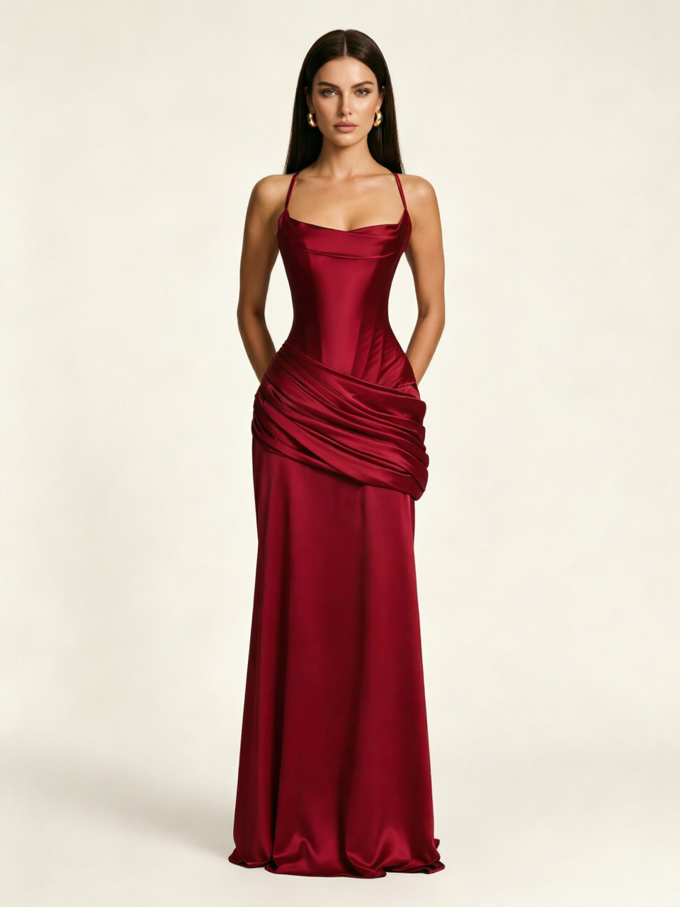 Corset Lace-up Back Draped Mermaid Formal Dress