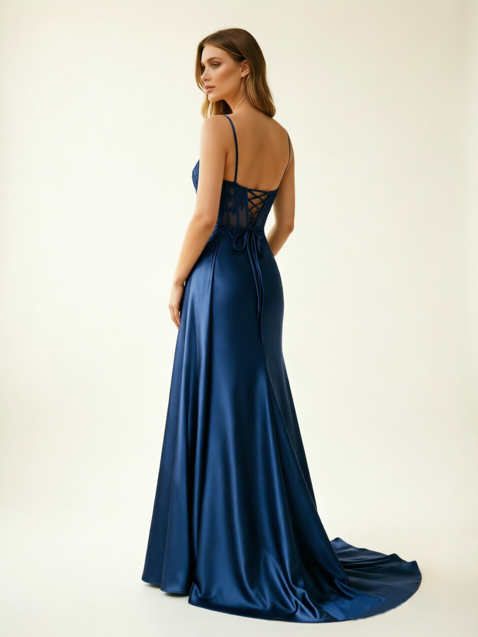 Fine shoulder-boned sequined halter dress