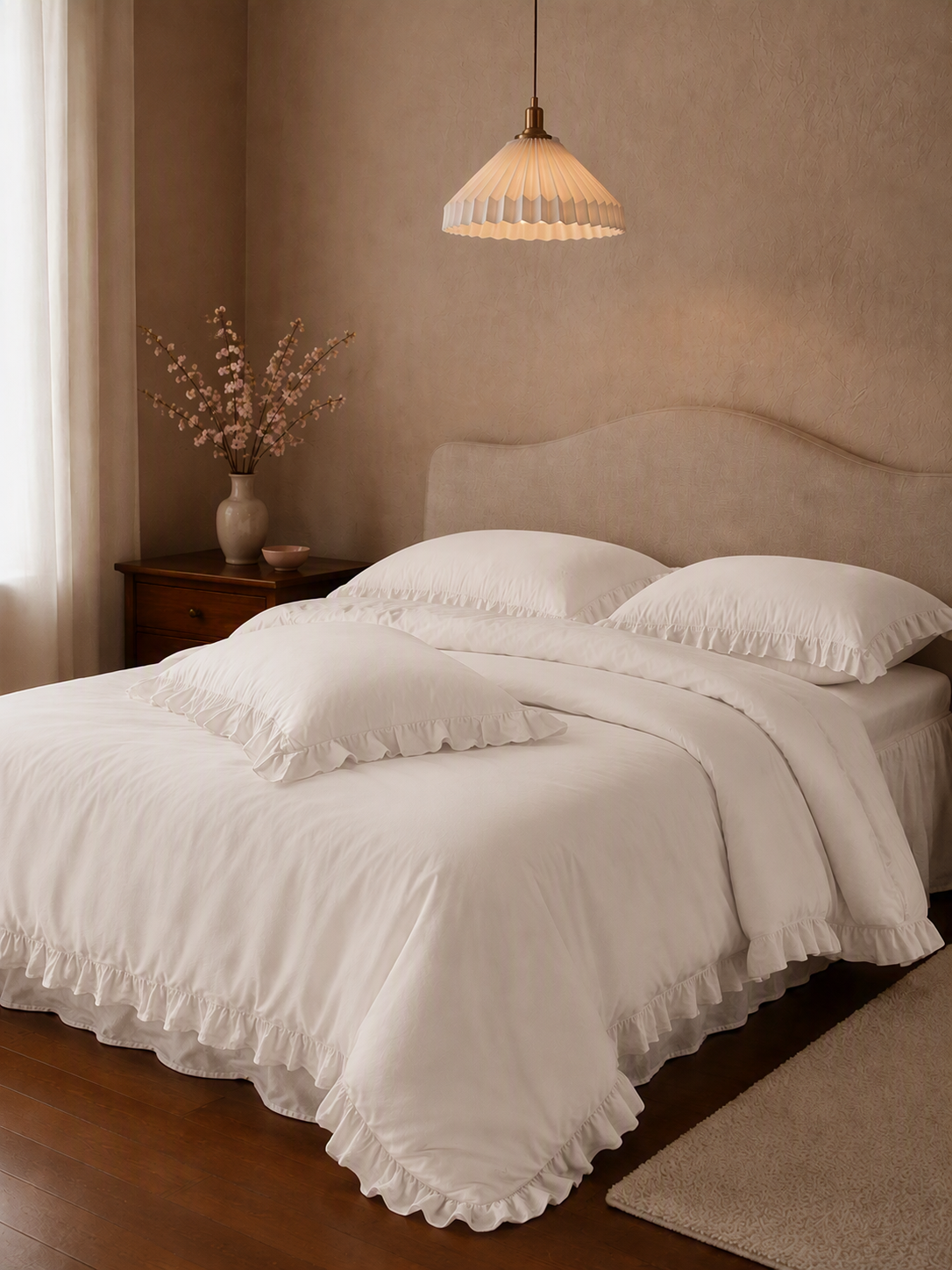 Romantic Ruffle Trim Pure Cotton Bedding Set