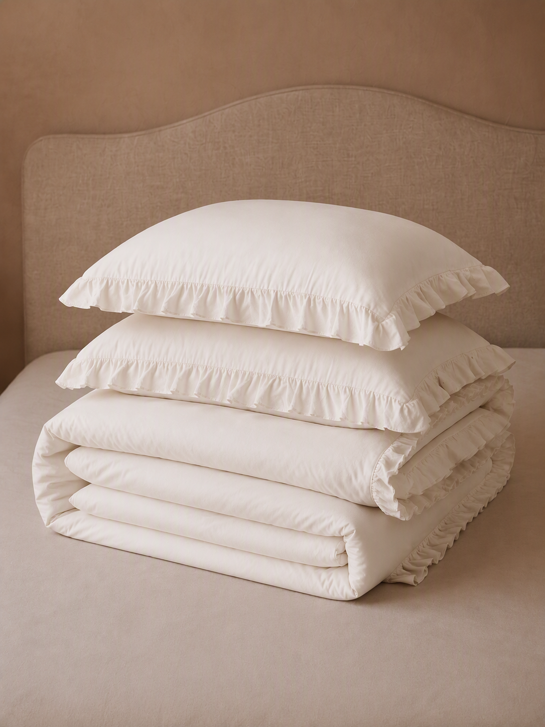 Romantic Ruffle Trim Pure Cotton Bedding Set