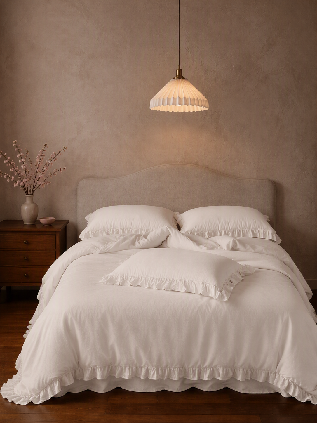 Romantic Ruffle Trim Pure Cotton Bedding Set