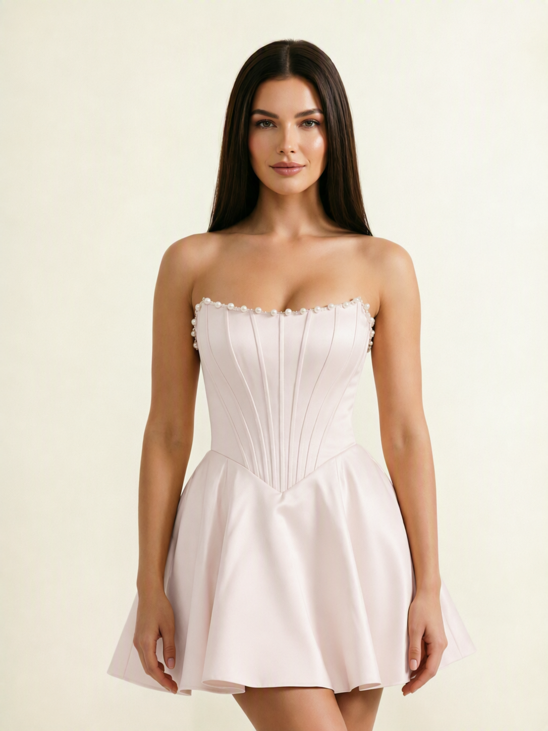 Strapless Corset Satin Short Homecoming Dress