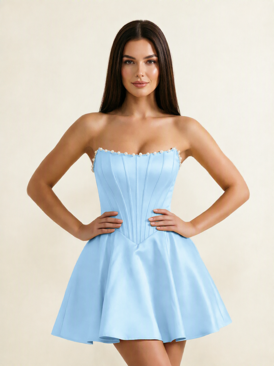 Strapless Corset Satin Short Homecoming Dress