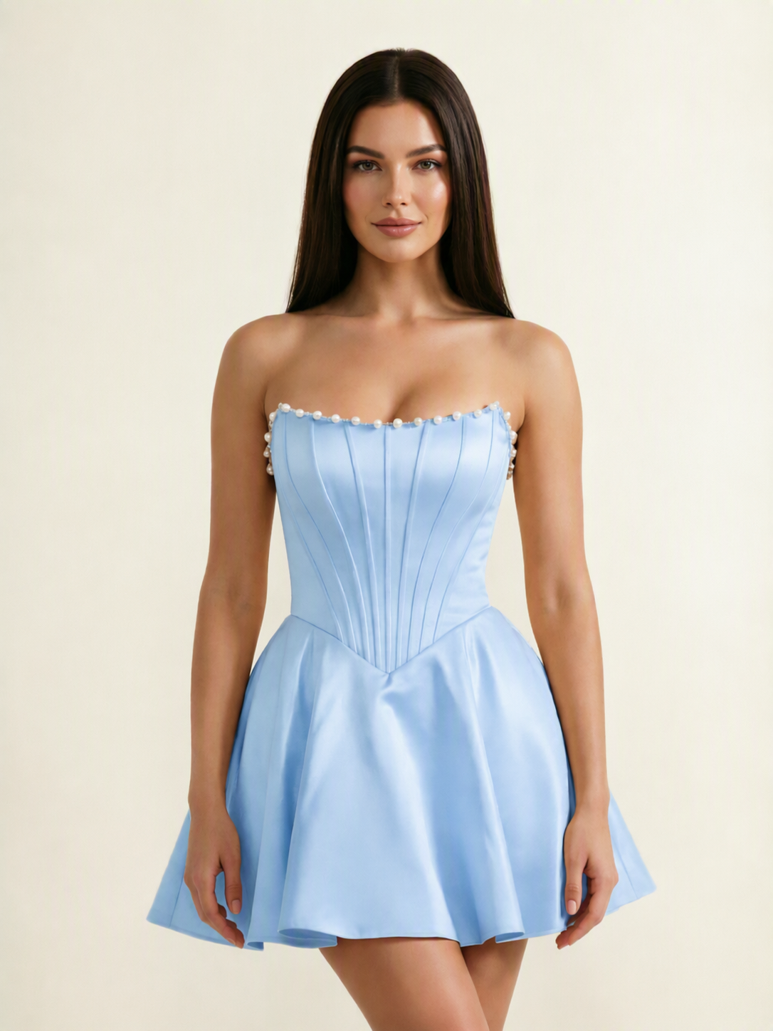 Strapless Corset Satin Short Homecoming Dress