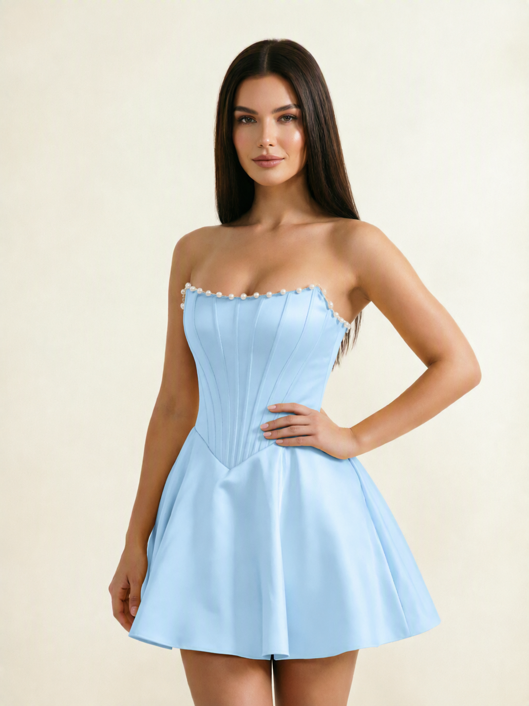 Strapless Corset Satin Short Homecoming Dress