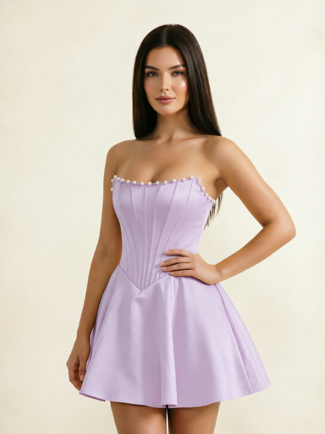 Strapless Corset Satin Short Homecoming Dress