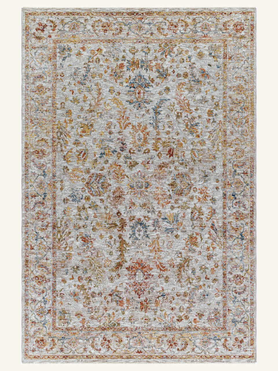 Vintage Bohemian Faded Leaves Area Rug