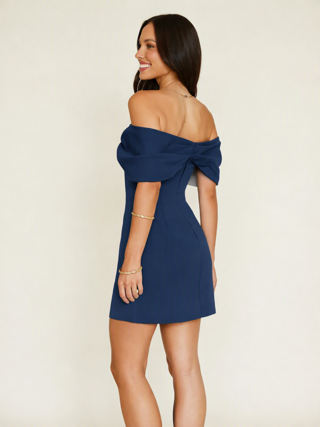 Off Shoulder Bow Bodycon Mini Cocktail Dress