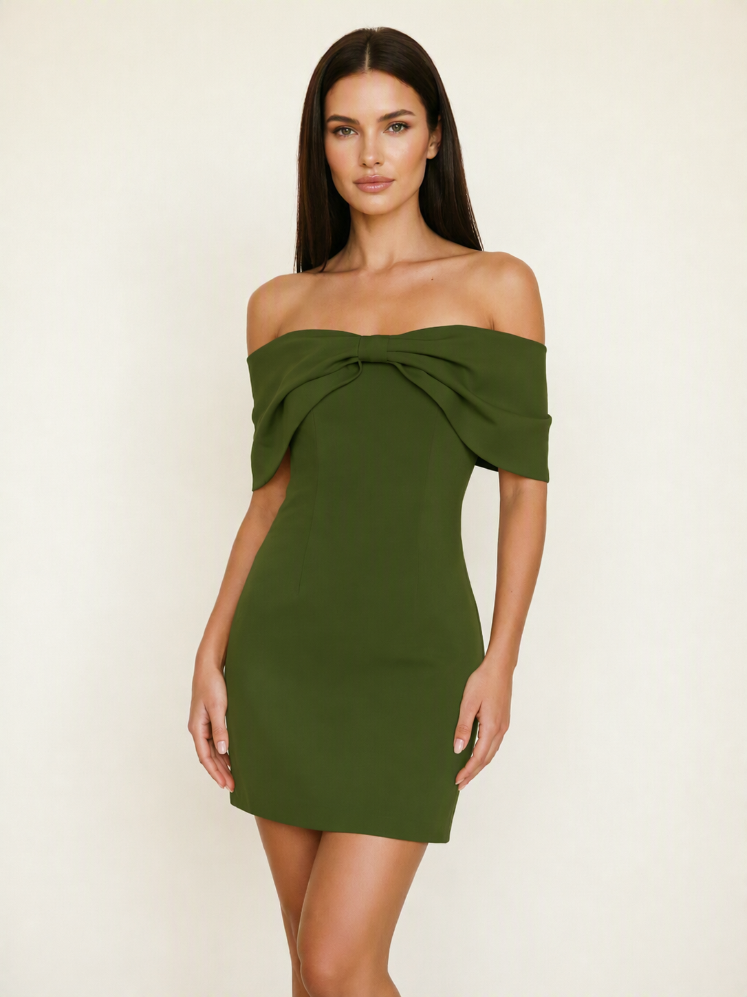 Off Shoulder Bow Bodycon Mini Cocktail Dress