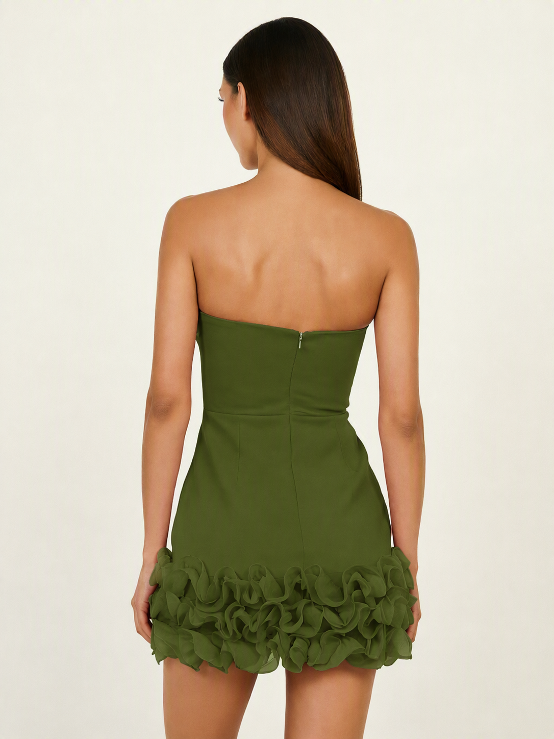 Strapless 3D Floral Hem Bodycon Mini Homecoming Dress