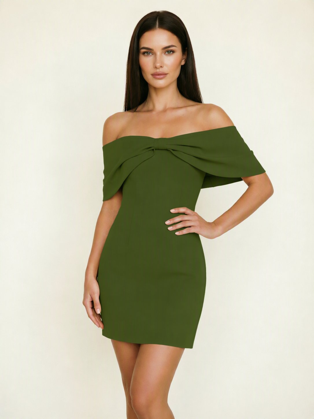 Off Shoulder Bow Bodycon Mini Cocktail Dress