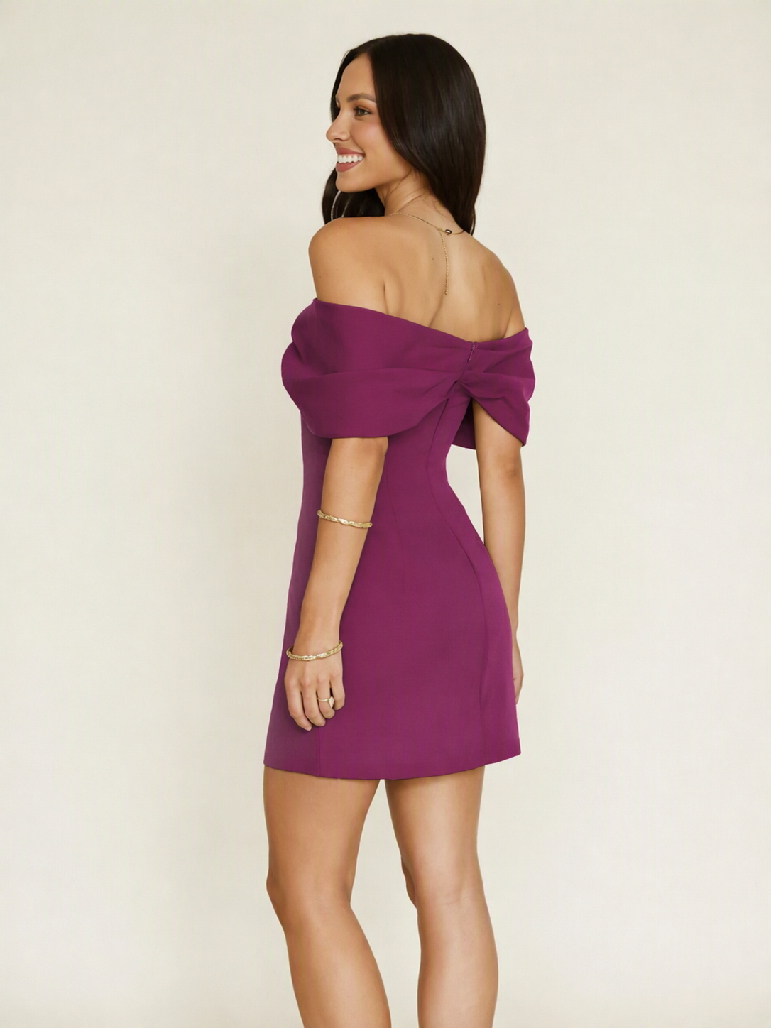 Off Shoulder Bow Bodycon Mini Cocktail Dress