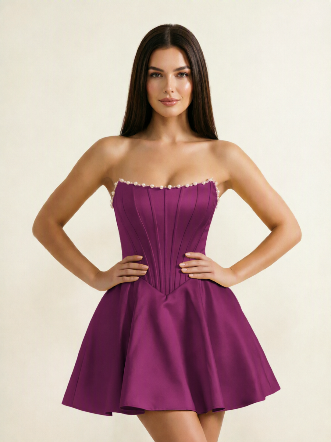 Strapless Corset Satin Short Homecoming Dress