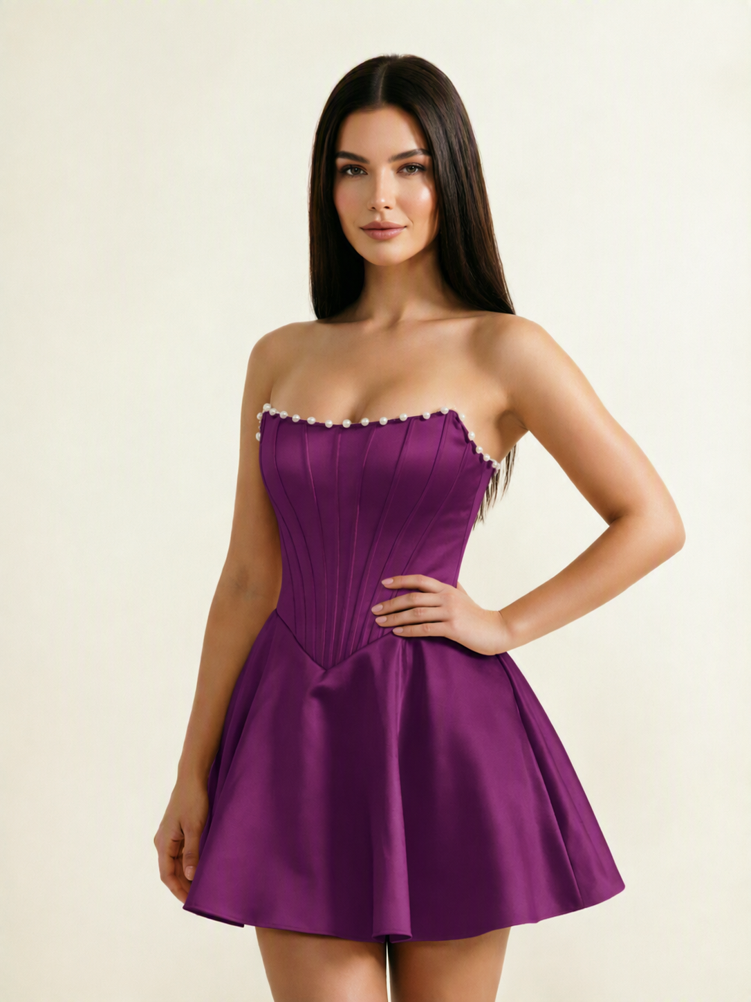 Strapless Corset Satin Short Homecoming Dress