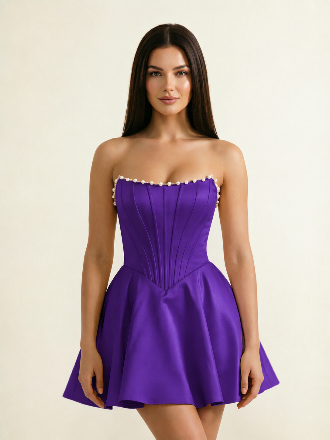Strapless Corset Satin Short Homecoming Dress
