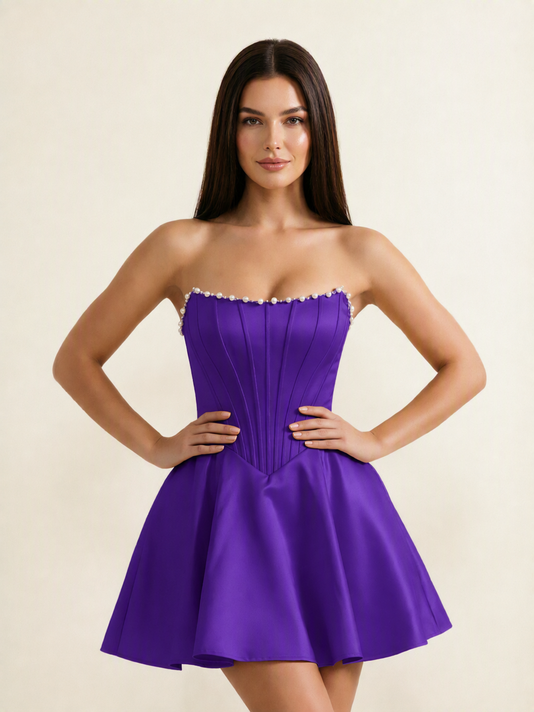 Strapless Corset Satin Short Homecoming Dress