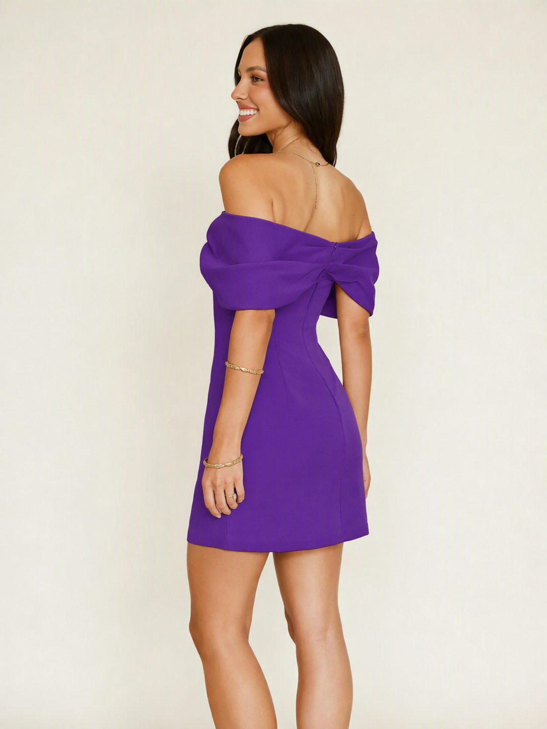 Off Shoulder Bow Bodycon Mini Cocktail Dress