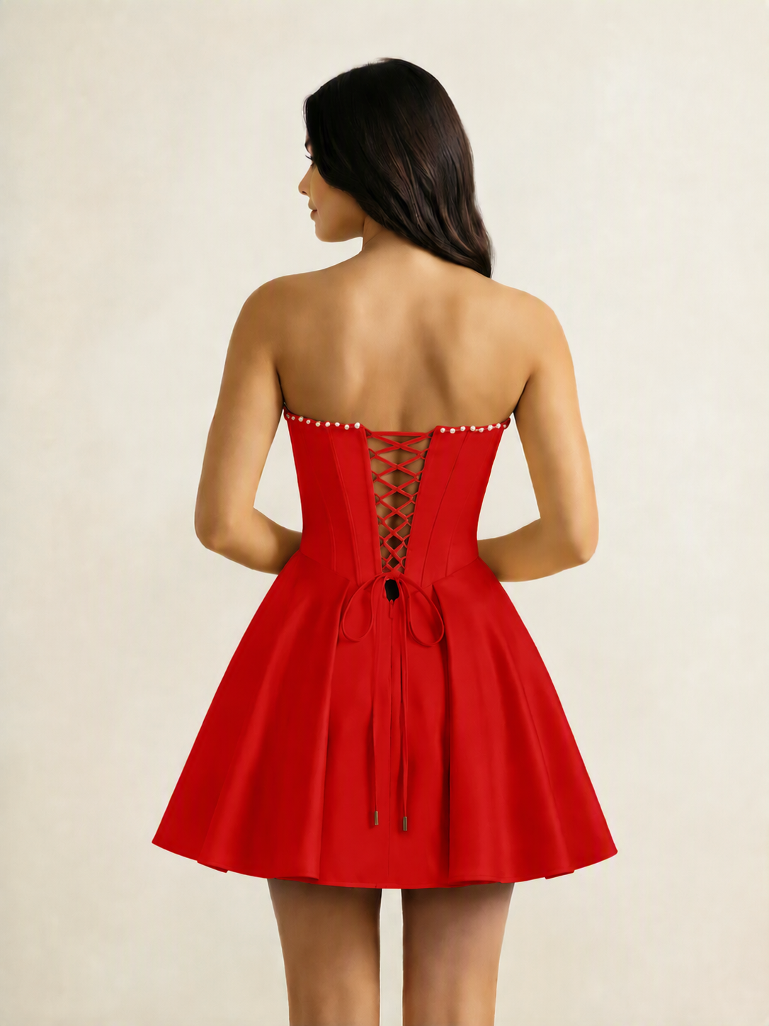 Strapless Corset Satin Short Homecoming Dress