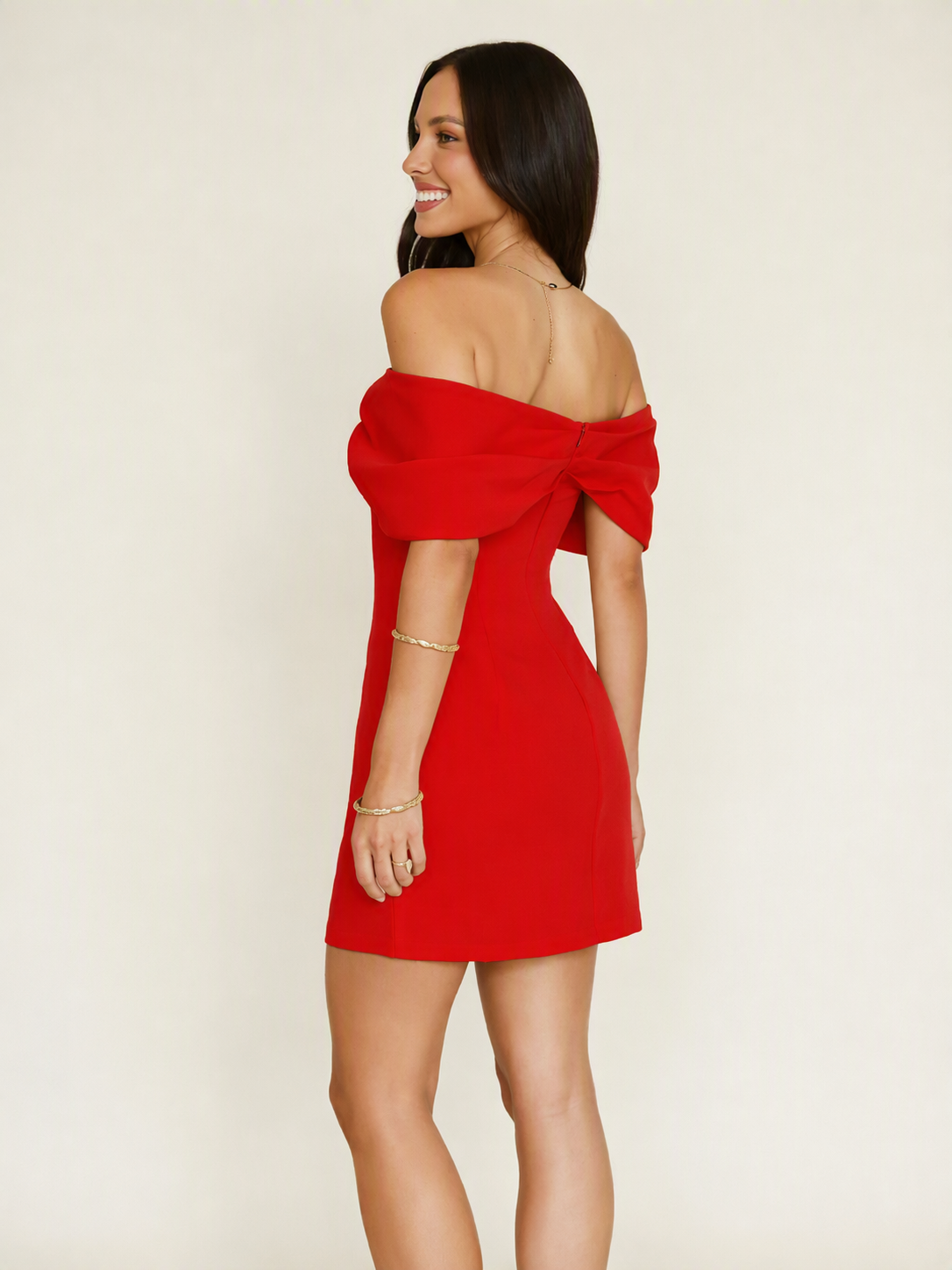 Off Shoulder Bow Bodycon Mini Cocktail Dress