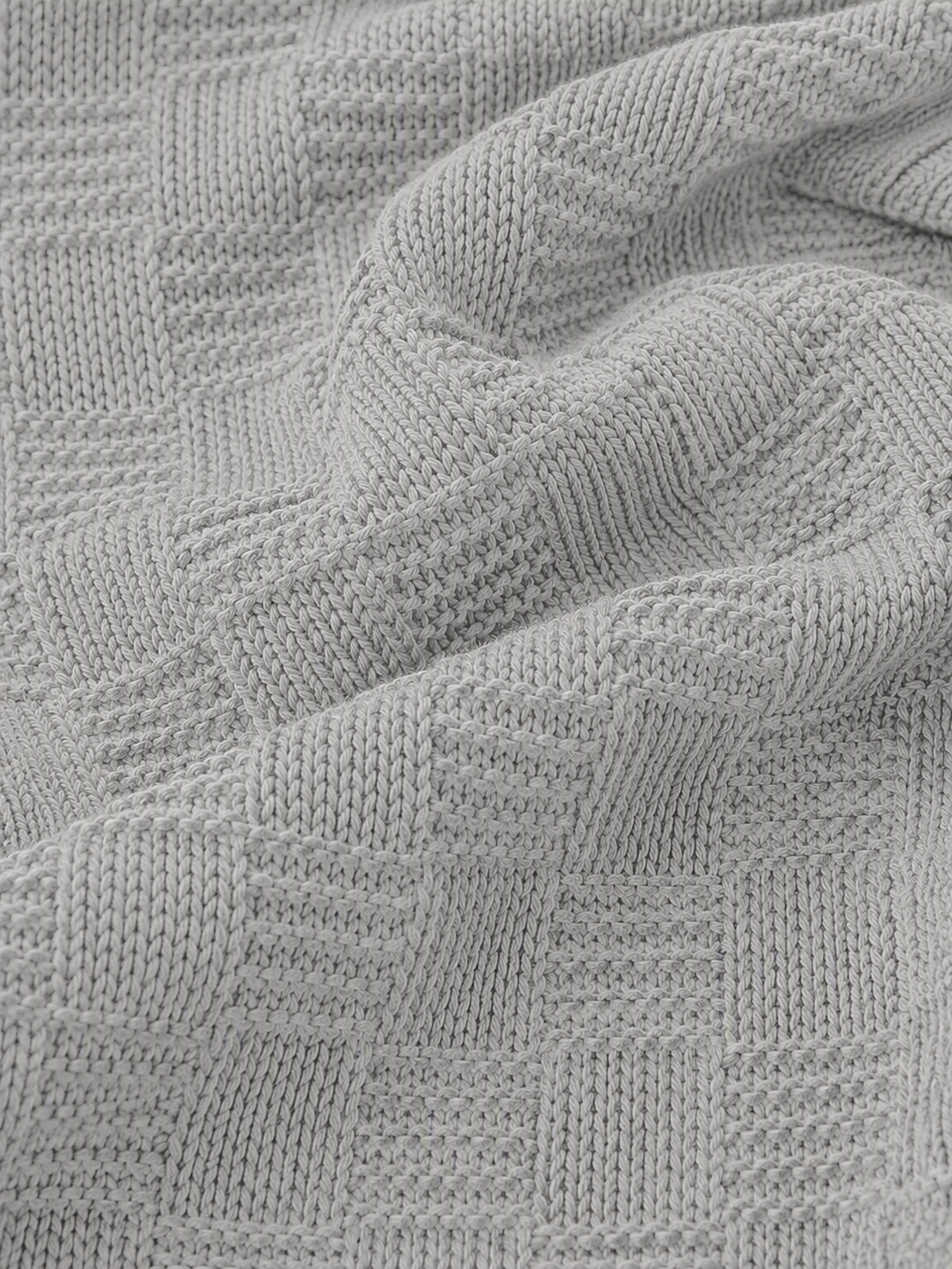 Geometric Woven Grid Knitted Throw Blanket