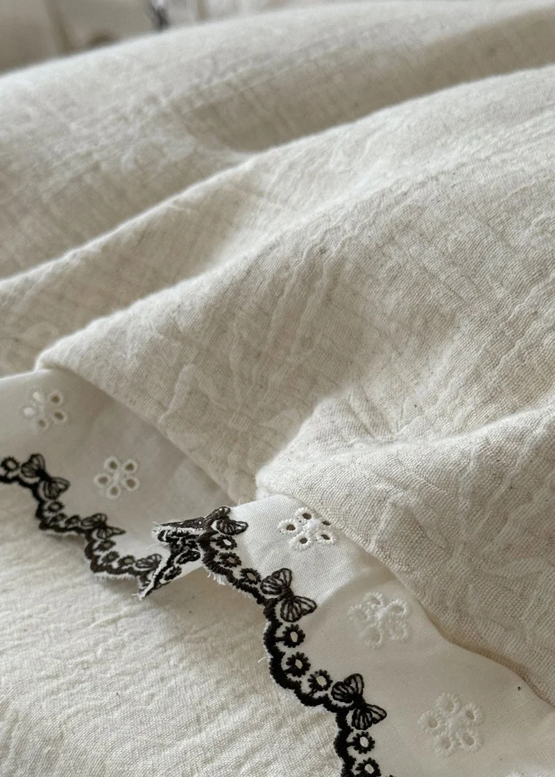 Hollow‑Out Lace Textured Cotton Bedding Set