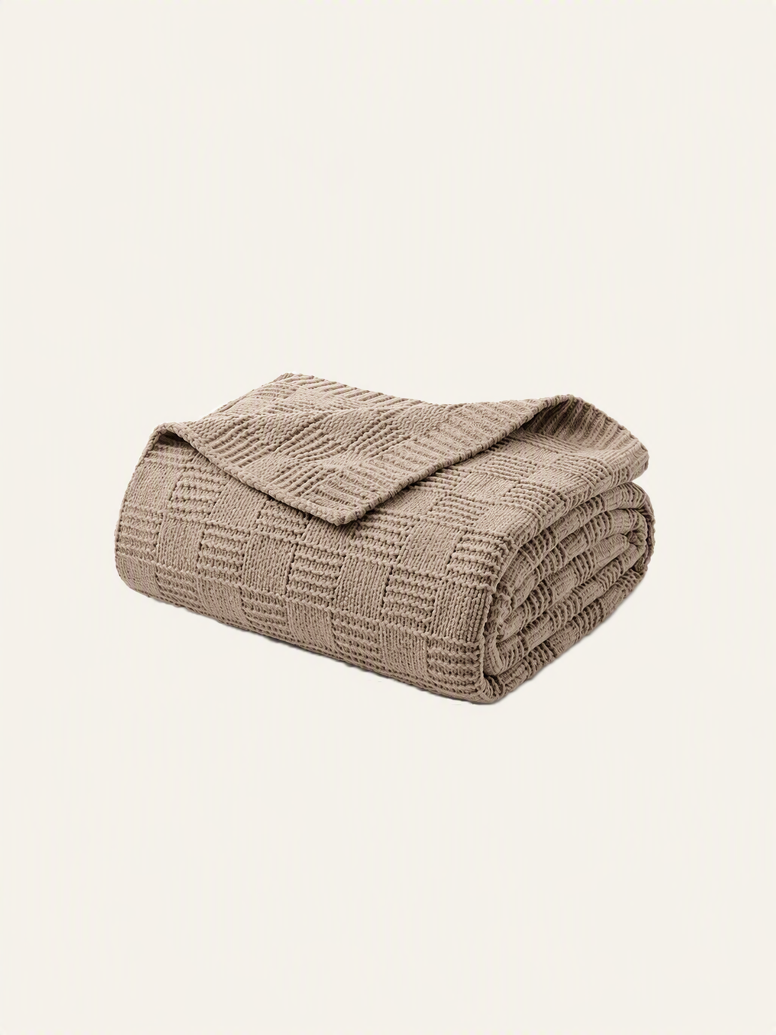 Geometric Woven Grid Knitted Throw Blanket