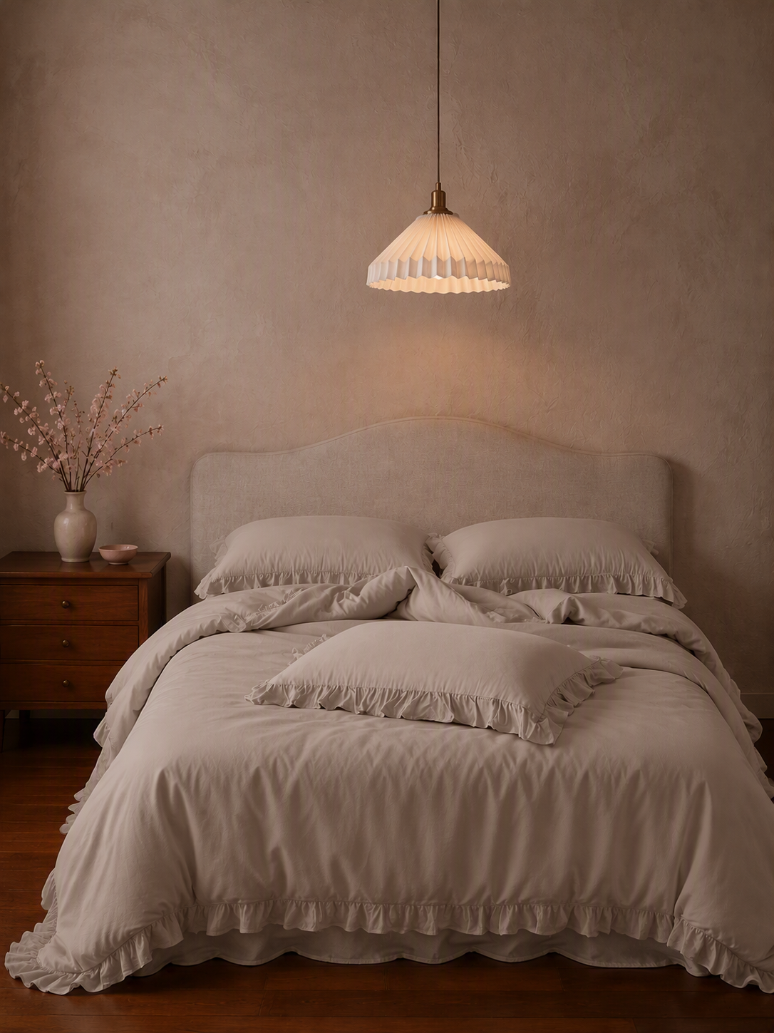 Romantic Ruffle Trim Pure Cotton Bedding Set