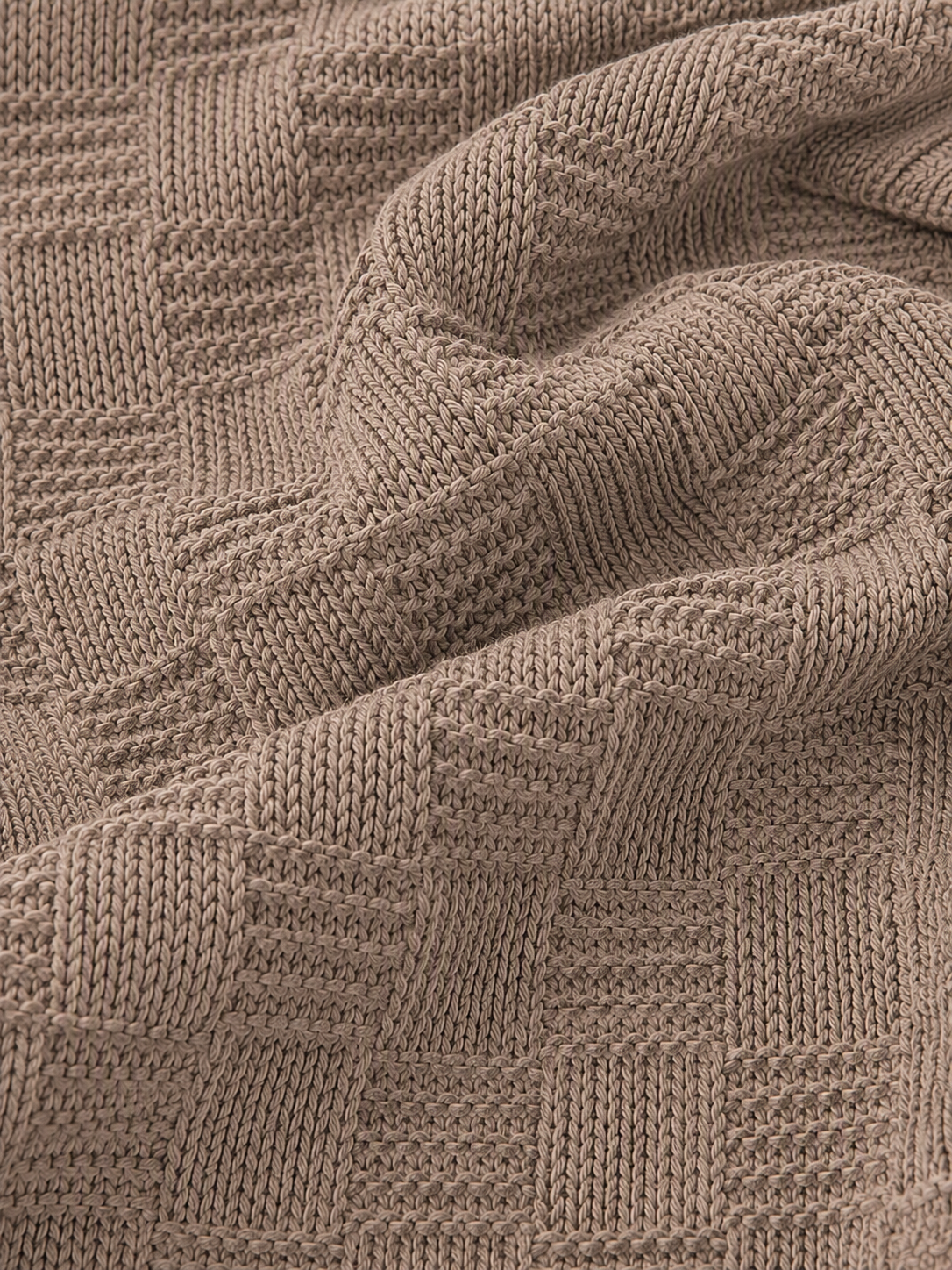 Geometric Woven Grid Knitted Throw Blanket