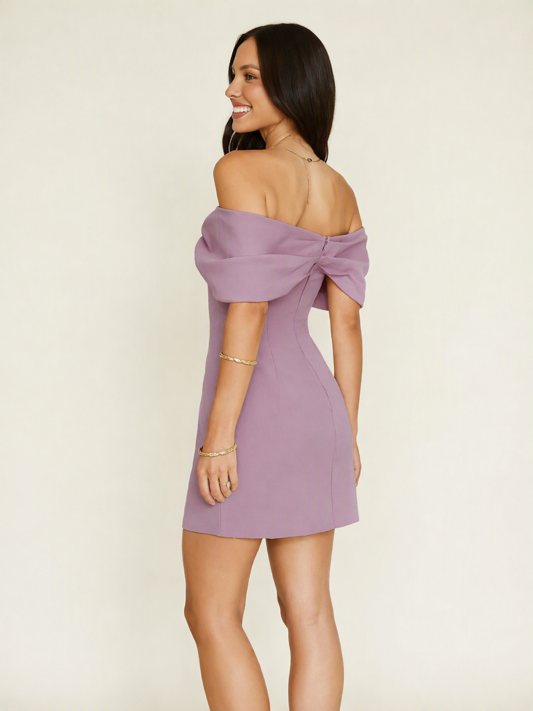 Off Shoulder Bow Bodycon Mini Cocktail Dress