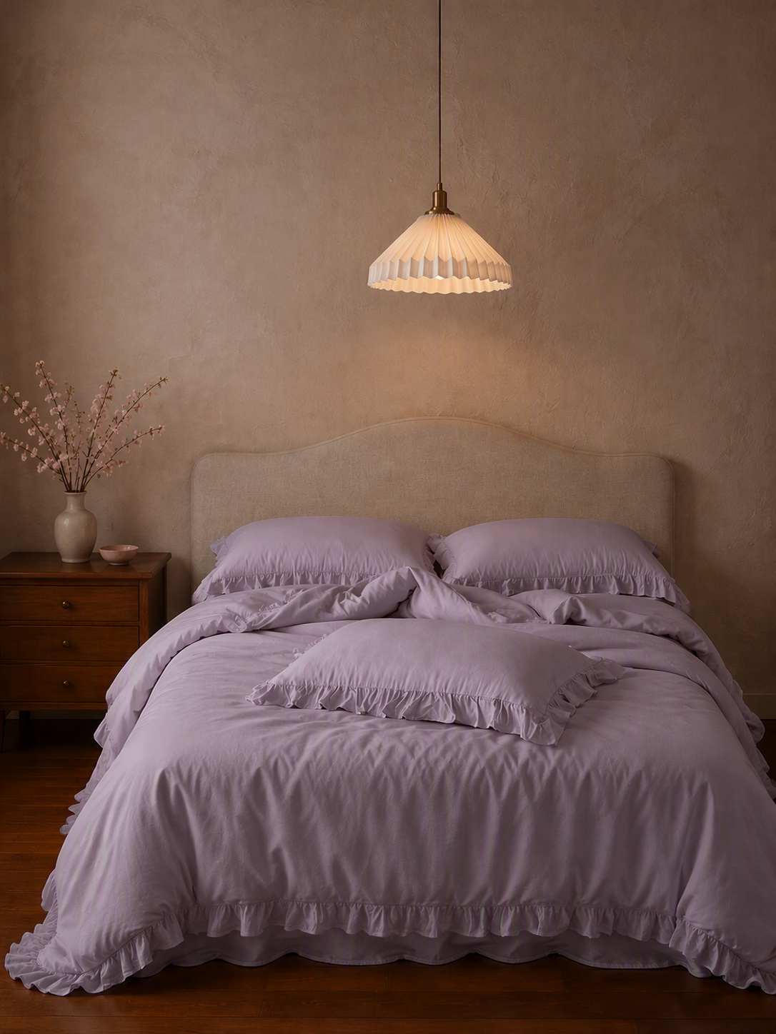 Romantic Ruffle Trim Pure Cotton Bedding Set