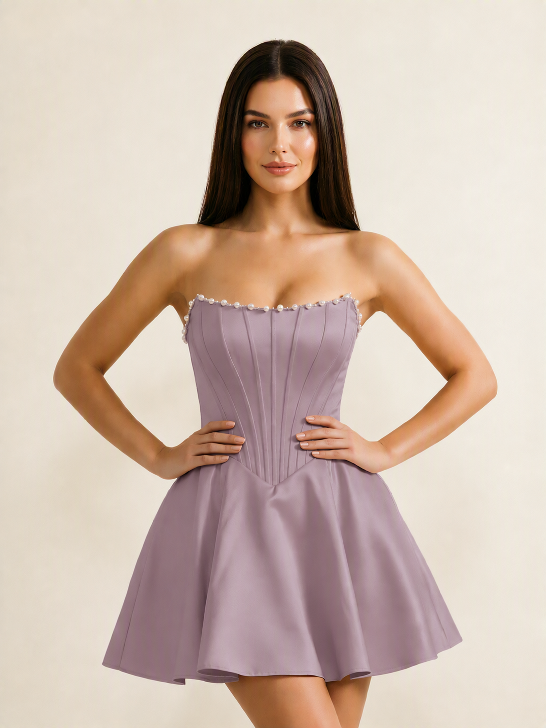 Strapless Corset Satin Short Homecoming Dress